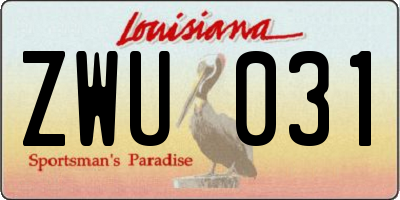 LA license plate ZWU031