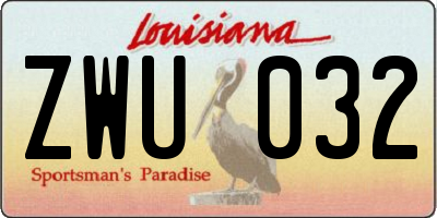 LA license plate ZWU032