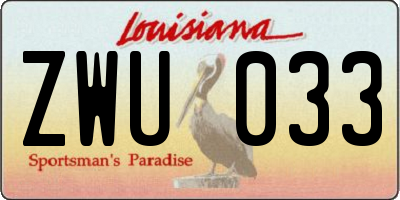 LA license plate ZWU033