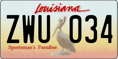 LA license plate ZWU034