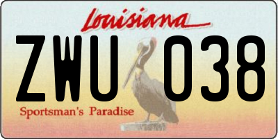 LA license plate ZWU038
