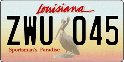 LA license plate ZWU045