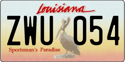 LA license plate ZWU054