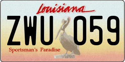 LA license plate ZWU059