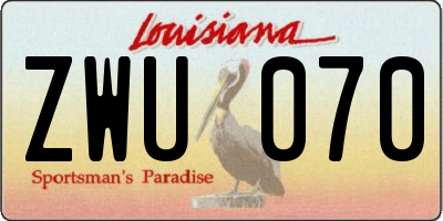 LA license plate ZWU070