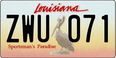 LA license plate ZWU071