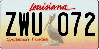 LA license plate ZWU072