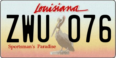 LA license plate ZWU076