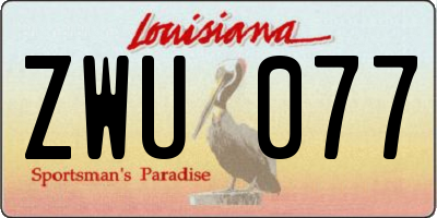 LA license plate ZWU077
