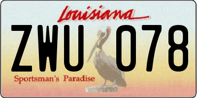 LA license plate ZWU078