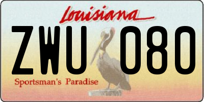 LA license plate ZWU080