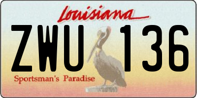 LA license plate ZWU136