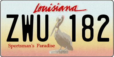 LA license plate ZWU182