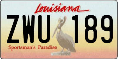 LA license plate ZWU189