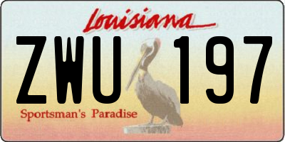 LA license plate ZWU197