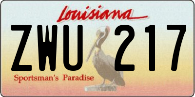 LA license plate ZWU217
