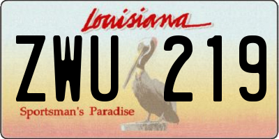 LA license plate ZWU219