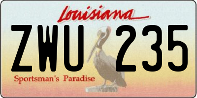 LA license plate ZWU235