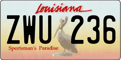 LA license plate ZWU236