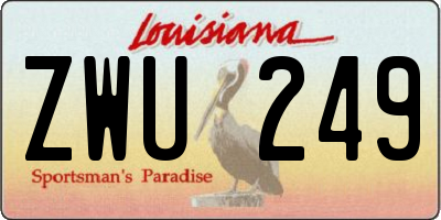 LA license plate ZWU249