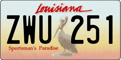 LA license plate ZWU251
