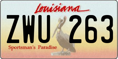 LA license plate ZWU263