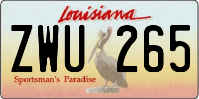 LA license plate ZWU265