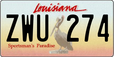 LA license plate ZWU274