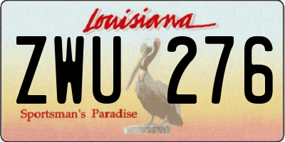 LA license plate ZWU276