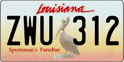 LA license plate ZWU312