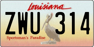 LA license plate ZWU314