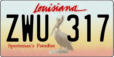 LA license plate ZWU317