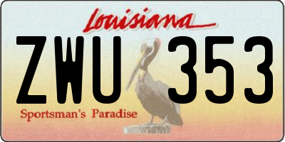 LA license plate ZWU353