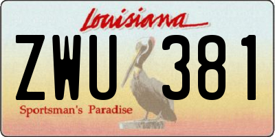 LA license plate ZWU381