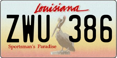 LA license plate ZWU386