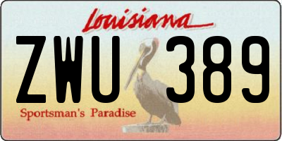 LA license plate ZWU389