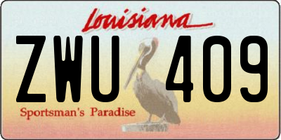 LA license plate ZWU409
