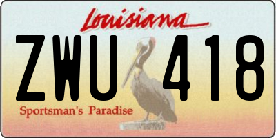 LA license plate ZWU418