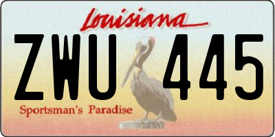 LA license plate ZWU445