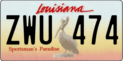 LA license plate ZWU474