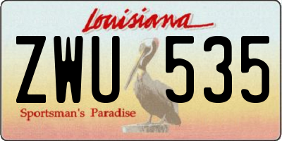 LA license plate ZWU535