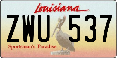 LA license plate ZWU537