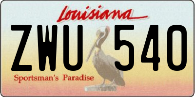 LA license plate ZWU540