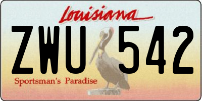 LA license plate ZWU542