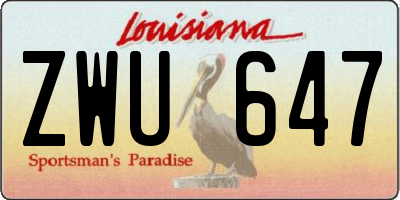 LA license plate ZWU647