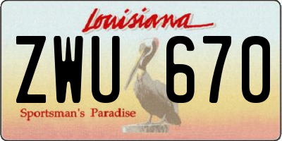 LA license plate ZWU670