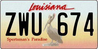 LA license plate ZWU674