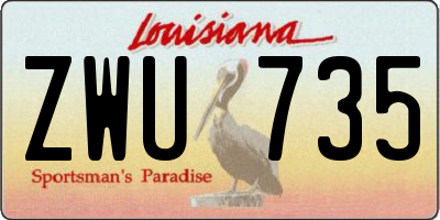 LA license plate ZWU735