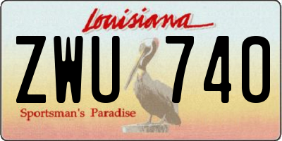 LA license plate ZWU740