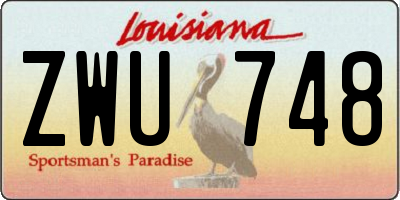 LA license plate ZWU748